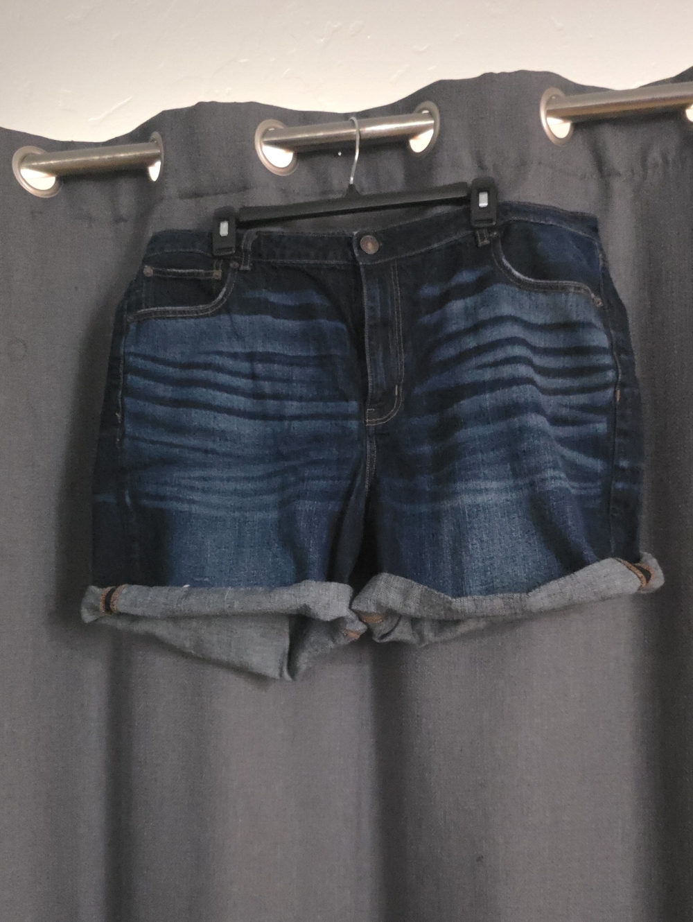American Eagle Outfitters Dark Blue Rolled-Hem Jean Shorts